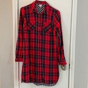 Merona Plaid Button Up Shirt Dress | S EUC